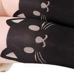 Sexy Cute Black Tattoo Long Socks Sheer Cartoon Cat Pantyhose Stockings Tights
