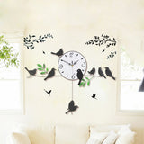 Creative Modern Birds Analog Silent Quartz Swing Wall Clock Home Decor Gift