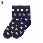 Women's Autumn Winter Stylish Cute Cat Cartoon Animal Pattern Cotton Ankle Socks