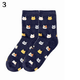 Women's Autumn Winter Stylish Cute Cat Cartoon Animal Pattern Cotton Ankle Socks