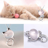 Women's Fashion Cute Kitten Rhinestone Pendant Silver Plated Chain Necklace