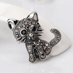 Vintage Women Girls Lovely Cat Kitten Rhinestone Collar Brooch Pin Party Jewelry