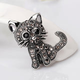 Vintage Women Girls Lovely Cat Kitten Rhinestone Collar Brooch Pin Party Jewelry