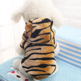 Dog Puppy Hoodie Tiger Style Warm Flannel Dog Clothing Costume Winter Warm Coat