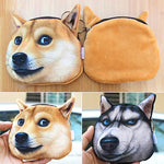 Funny Dog Face Coin Purse Shiba Inu Husky Head Zipper Wallet Keys Pouch Gift