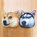 Funny Dog Face Coin Purse Shiba Inu Husky Head Zipper Wallet Keys Pouch Gift