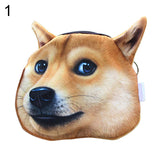 Funny Dog Face Coin Purse Shiba Inu Husky Head Zipper Wallet Keys Pouch Gift