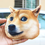 Funny Dog Face Coin Purse Shiba Inu Husky Head Zipper Wallet Keys Pouch Gift