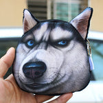 Funny Dog Face Coin Purse Shiba Inu Husky Head Zipper Wallet Keys Pouch Gift