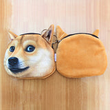 Funny Dog Face Coin Purse Shiba Inu Husky Head Zipper Wallet Keys Pouch Gift
