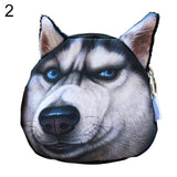 Funny Dog Face Coin Purse Shiba Inu Husky Head Zipper Wallet Keys Pouch Gift