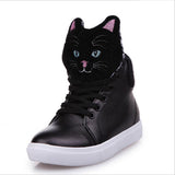 CHAISHOU 2017 ladies spring new small white shoes kitten head shoes high top shoes student leisure flat shoes
