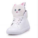 CHAISHOU 2017 ladies spring new small white shoes kitten head shoes high top shoes student leisure flat shoes