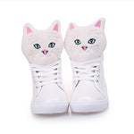 CHAISHOU 2017 ladies spring new small white shoes kitten head shoes high top shoes student leisure flat shoes