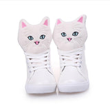 CHAISHOU 2017 ladies spring new small white shoes kitten head shoes high top shoes student leisure flat shoes