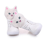 CHAISHOU 2017 ladies spring new small white shoes kitten head shoes high top shoes student leisure flat shoes