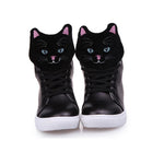 CHAISHOU 2017 ladies spring new small white shoes kitten head shoes high top shoes student leisure flat shoes