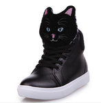 CHAISHOU 2017 ladies spring new small white shoes kitten head shoes high top shoes student leisure flat shoes