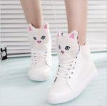 CHAISHOU 2017 ladies spring new small white shoes kitten head shoes high top shoes student leisure flat shoes