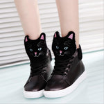 CHAISHOU 2017 ladies spring new small white shoes kitten head shoes high top shoes student leisure flat shoes