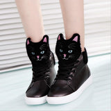 CHAISHOU 2017 ladies spring new small white shoes kitten head shoes high top shoes student leisure flat shoes