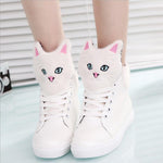 CHAISHOU 2017 ladies spring new small white shoes kitten head shoes high top shoes student leisure flat shoes
