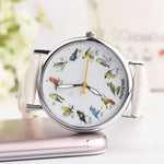 Fashion Birds Animal Round Dial Quartz Analog Women Date Shopping Wrist Watch