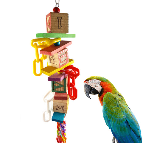 Colorful Bird Pet Parrot Parakeet Budgie Wood Swing Stand Chew Hanging Toys