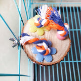 Round Wooden Stand Platform Parrot Toy Bird Pet Bite Chew Cage Hangings Decor