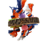 Round Wooden Stand Platform Parrot Toy Bird Pet Bite Chew Cage Hangings Decor