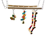 Pet Bird Parrot Colorful Wood Swing Climbing Ladder Bells Hanging Toy Cage Decor