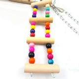 Pet Bird Parrot Colorful Wood Swing Climbing Ladder Bells Hanging Toy Cage Decor