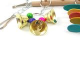 Pet Bird Parrot Colorful Wood Swing Climbing Ladder Bells Hanging Toy Cage Decor