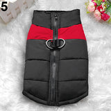 Winter Warm Dog Padded Zipper D-Ring Coat Pet Skiing Clothing for Large Dog