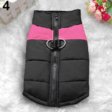 Winter Warm Dog Padded Zipper D-Ring Coat Pet Skiing Clothing for Large Dog