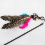 Great Kitten Play Interactive Fun Toy Cat Teaser Wand Feather Pendant + Bell