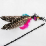 Great Kitten Play Interactive Fun Toy Cat Teaser Wand Feather Pendant + Bell