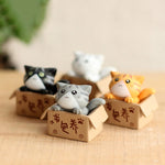 Lovely Box Cartoon Cat Miniature Landscape Decor Bonsai Resin Crafts Ornament