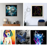 Colorful DIY Resin Diamond Painting Butterfly Wolf Dog Partial Drill Home Decor