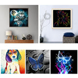 Colorful DIY Resin Diamond Painting Butterfly Wolf Dog Partial Drill Home Decor