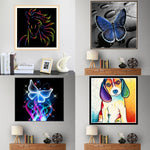 Colorful DIY Resin Diamond Painting Butterfly Wolf Dog Partial Drill Home Decor