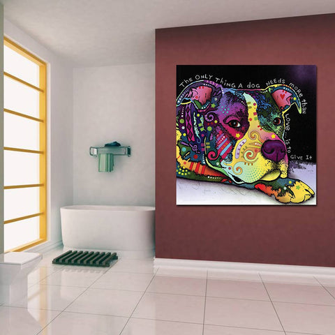 Wall Art Abstract Unframed Graffiti Dog Decorative Painting Mural Home Decor