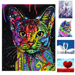 Colorful Animals Cat Swan Butterfly DIY Oil Painting By Numbers Wall Art Decor
