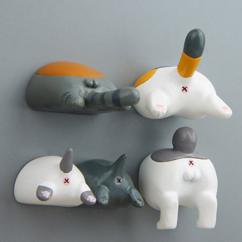 Cartoon 3D Cat Butt Tail Shape Magnetic Refrigerator Stickers Home Decoration