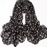 Women's Chiffon Sweet Cat Kitten Scarf Shawl Long Scarf Girls Xmas Gift