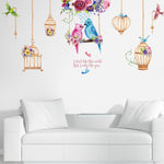 Fashion Birdcage Bird Flower Wall Sticker Home Bedroom Kids Room Decor Art Decal