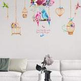 Fashion Birdcage Bird Flower Wall Sticker Home Bedroom Kids Room Decor Art Decal