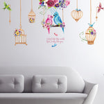 Fashion Birdcage Bird Flower Wall Sticker Home Bedroom Kids Room Decor Art Decal