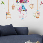 Fashion Birdcage Bird Flower Wall Sticker Home Bedroom Kids Room Decor Art Decal