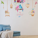 Fashion Birdcage Bird Flower Wall Sticker Home Bedroom Kids Room Decor Art Decal